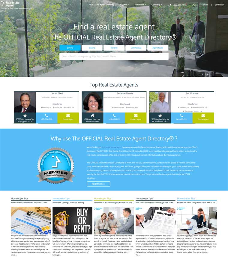 realestateagent.com website preview